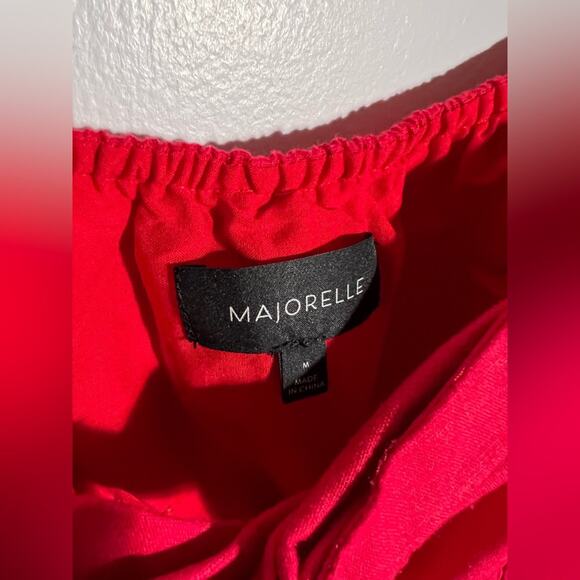 Majorelle Brooke smocked red blouse keyhole off shoulder date night valentines - Picture 5 of 6